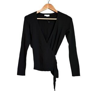 Loft black  knit wrap top. Size extra small